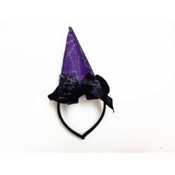 HA3151-Purple Web Witch Hat Headband
